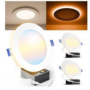 6" LED Ultra Thin Recessed Ceiling Lights 2-Pack with Night Light